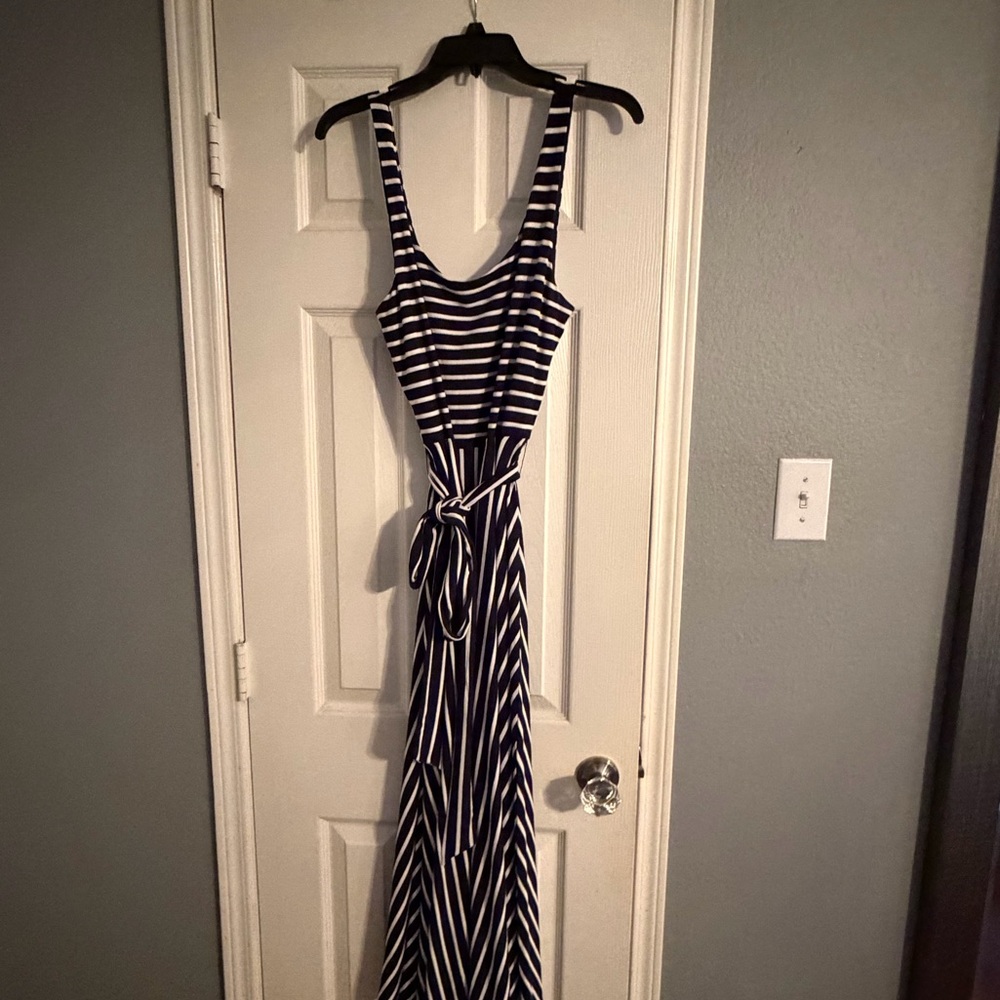 The Loft Navy Striped Sleeveless Dress - Picture 3 of 10